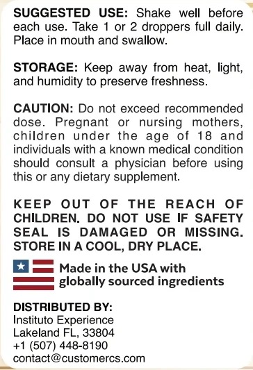 The left panel of the label: suggested use, storage, caution, Made in the USA, distributor