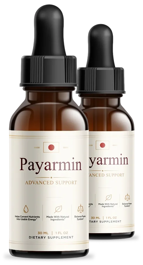 Two amber Payarmin dropper bottles with cream labels